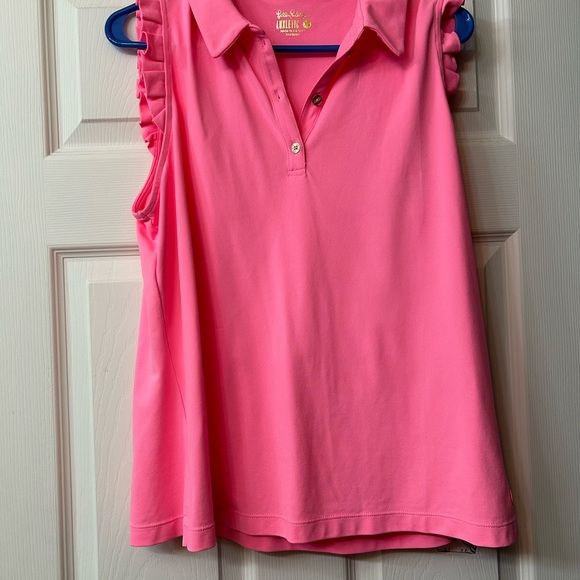 Lily Pulitzer Ruffle Hot Pink Luxletic top - Picture 2 of 6